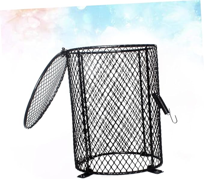 Kisangel Reptile Heat Lamp Scalding Lampshade Round Protective Cover for Reptile Cages Sturdy Black PET Lampshade for Safe Habitat Lighting Suitable for Bearded Dragons Snakes and Lizards