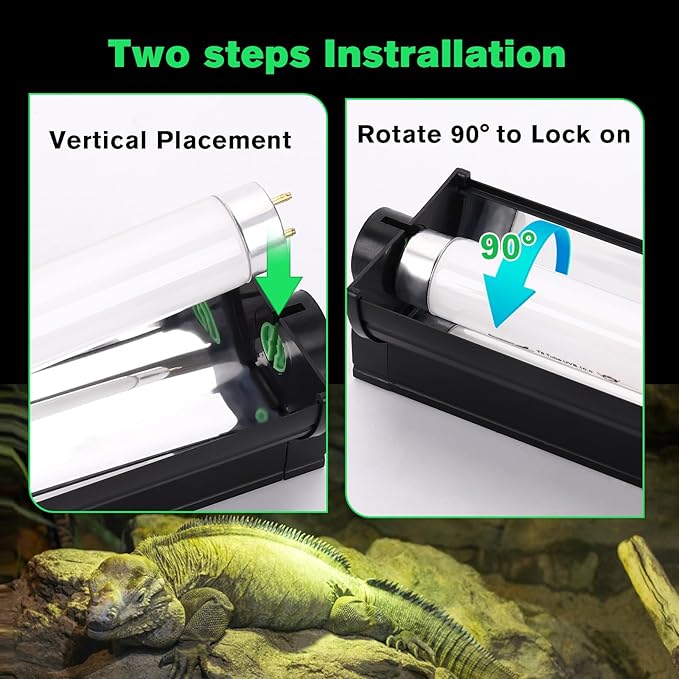 2-Pack UVB Reptile Light 10.0 Bulb 17W T8 Fluorescent Desert Lamp UVA for Bearded Dragon Tortoise Reptile & Amphibian