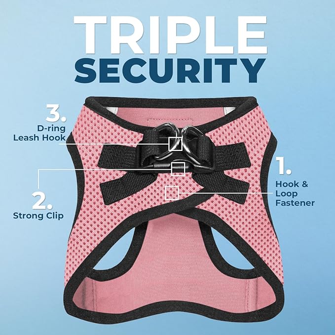 Best Pet Supplies Voyager Step-in Air All Weather Mesh Harness and Reflective Dog 5ft Leash Combo with Neoprene Handle, for Small, Medium and Large Breed Puppies - Set (Pink Base), X-Large