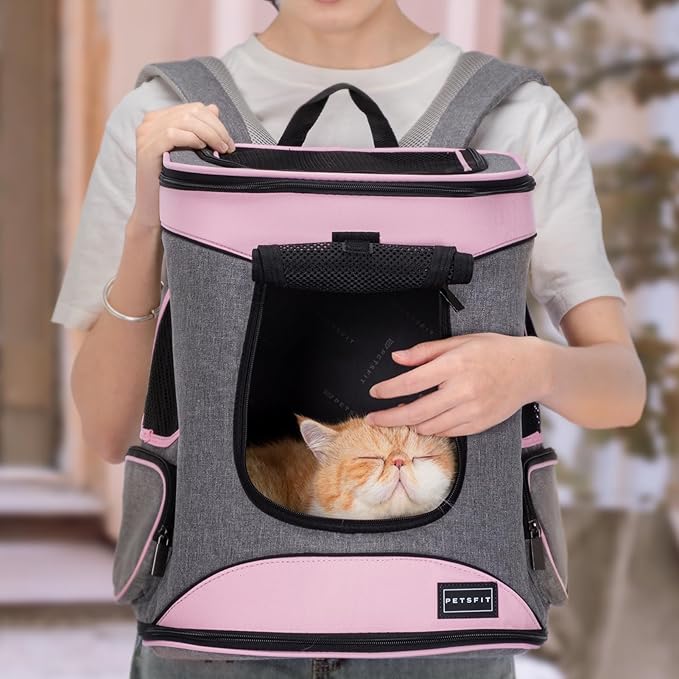 Petsfit Dog Backpack Carrier with Upgrade Waist Cushion Design to Better Fit the Waist, Suitable for Small and Medium Dogs Cats, and Rabbits up to 18 Pounds
