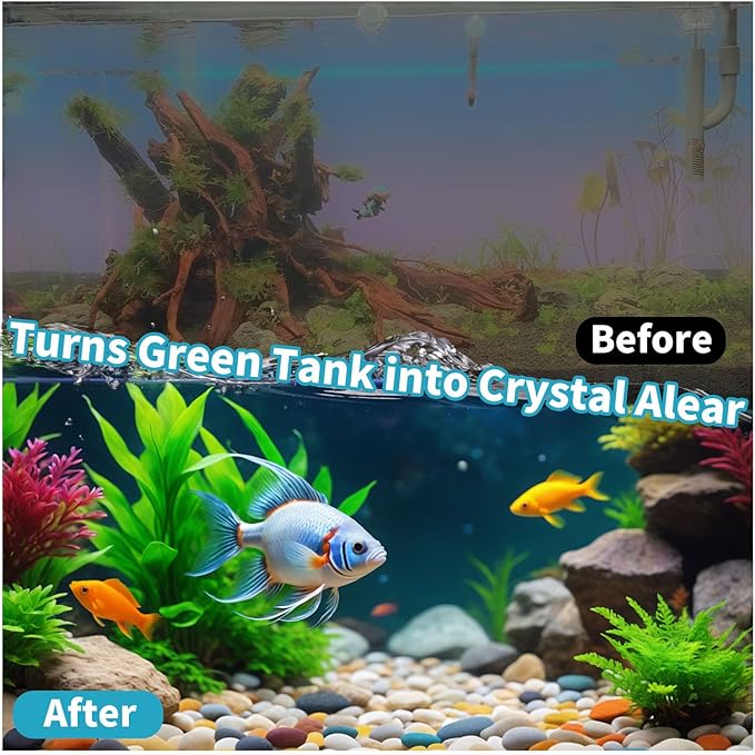 8W LED Aquarium Light Full Spectrum Clip Fish Tank Light Plants Light 360° Adjustable 2 Light Bar+4 in 1 Double Waterfall U-V Fish Tank Filter for Green Water & Algae Clean