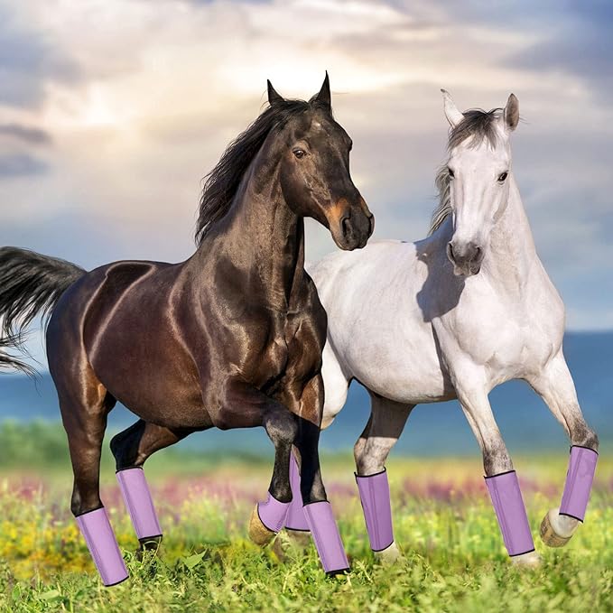 Jexine Set of 8 Mesh Fly Boots for Horse Loose Fitting Non Slip Breathable Horse Fly Leggings Protective Reduces Stress Leg Fatigue Wraps for Preventing Flies Mosquitoes Bite