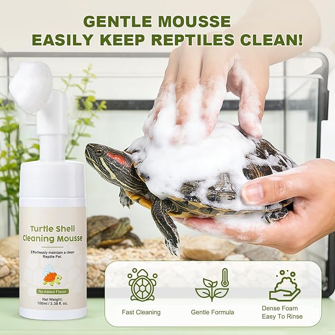 Reptile Cleaner Liquid - 100ml Gentle Moisturizing Foaming Cleanser for Hygiene | Soft Foam with Easy Application, Practical Care Accessory for Turtle, Aquarium and Living Room