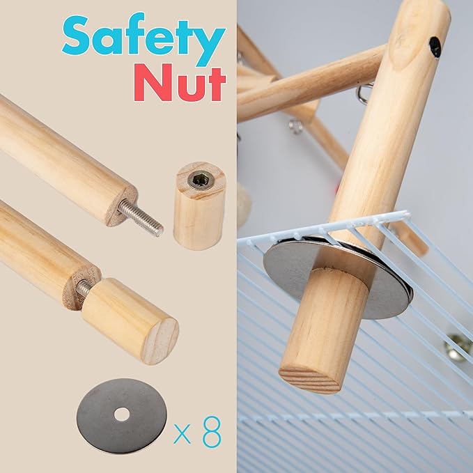 Small Bird Playground for Top of Cage Tree Bird Stands for Parrots Bird Play Ground - Outside Bird Cage Toys - Outside Bird Cage Accessories - Top Bird Cage Perch Cockatiel Playground (White, Small)