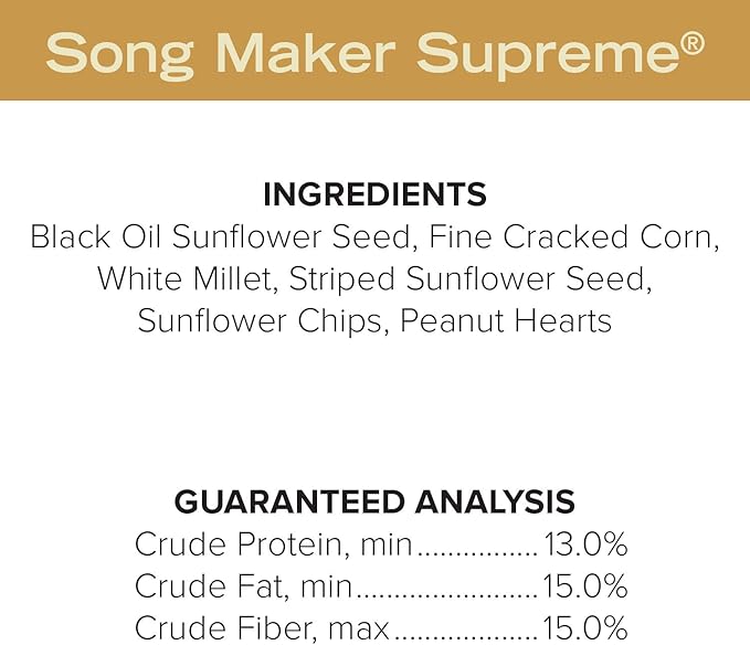 Blue Seal Song Maker Supreme Wild Bird Seed | High Energy Mix, No Fillers | Attracts Wide Variety of Wild Outside Birds | Convenient Shell-Free Mix | Made in USA | 8 Pound Bag