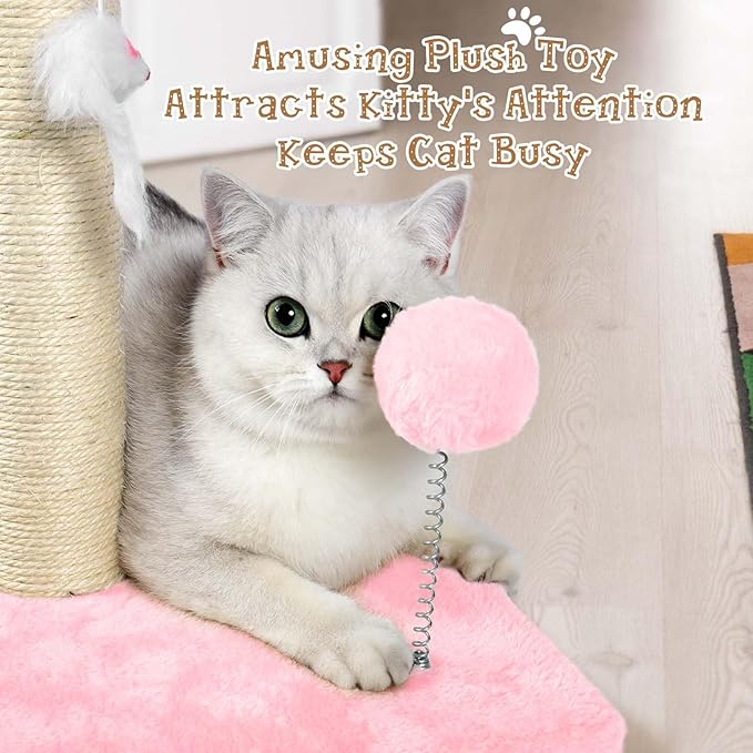 ANWA 32" Tall Sisal Cat Scratching Posts Tree for Indoor Cats Adults, Pink - Image 3