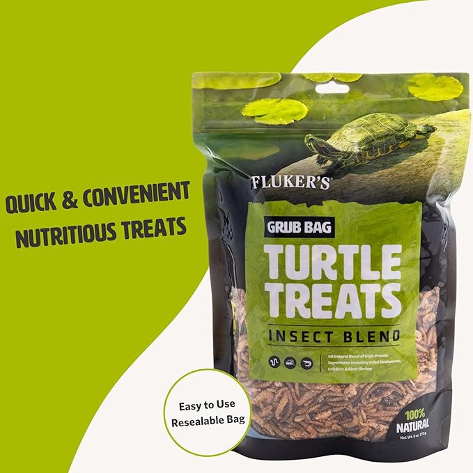 Fluker's Grub Bag Turtle Treats, Insect Blend, High Protein Freeze Dried River Shrimp, Crickets, and Mealworms, For Aquatic Turtles, Amphibians, and Reptiles, 12 oz