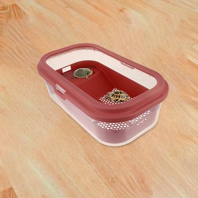 POPETPOP Plastic Tortoise Tank Terrace for Turtle Spacious Home Aquarium for Large Turtles Plastic Material Non- Ramp for Easy Climbing for Healthy
