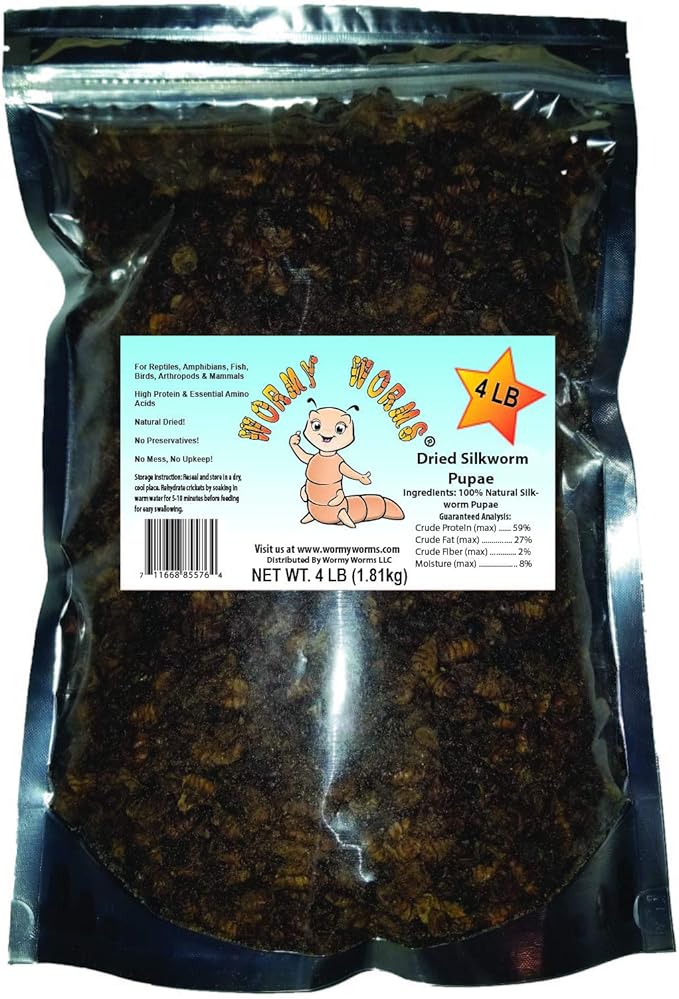 Wormy Worms 4 LB Dried Silkworm Pupae for Chicken, Koi, Fish, Reptiles, Small Mammals & Terrapin