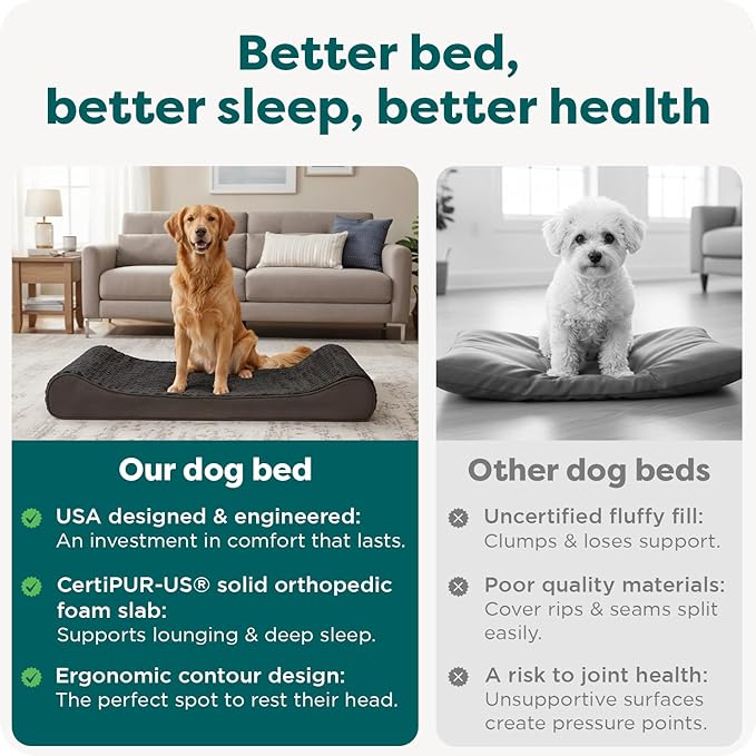 FurHaven Ultra Plush & Suede Luxe Lounger Orthopedic Pet Bed, Chocolate, JumboPlus