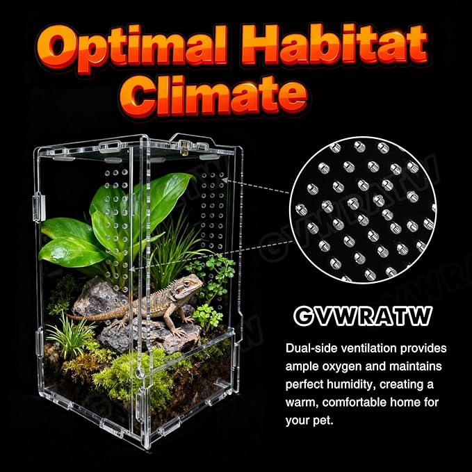The Ultimate Small Animal Terrarium 4.72" x 4.33" x 7.8": A Versatile Reptile & Critter Tank for Lizards, Spiders, Snakes, Frogs, Hermit Crabs & More