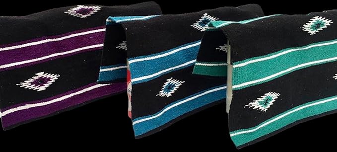 Majestic Ally 36"x 34" Navajo Design Acrylic Saddle Blanket -2.4 lbs (Turquoise Green and Black)