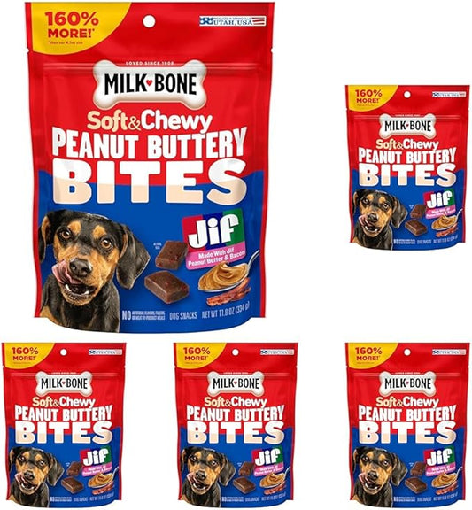 Milk-Bone Peanut Buttery Bites Soft Dog Treats with Real Peanut Butter & Bacon