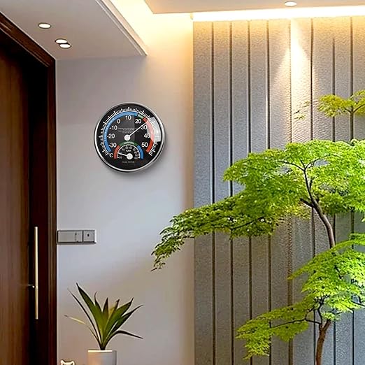 Analogue for Thermometer Hygrometer for Thermal Room Climate Control with Temperature and Humidity Measurement for Indoor and Outdoor Use (Black)