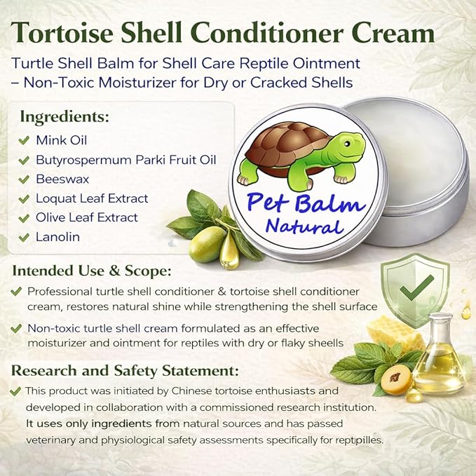 KR. LIF Tortoise Shell Balm Conditioner for Sulcata & Russian Tortoise – Turtle Shell Moisturizer Protector for Reptile Dry Skin Care 2.6 Oz