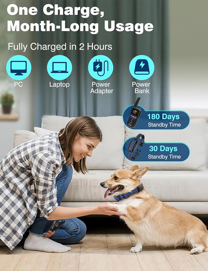 Bark Shock Collar for Dogs, 3300Ft 2-in-1 Bark and Training Collar Combo with Beep, Vibration, Static & Auto Mode, IPX7 Waterproof Automatic Bark Collar for Small Medium Large Dogs (7-120lbs)