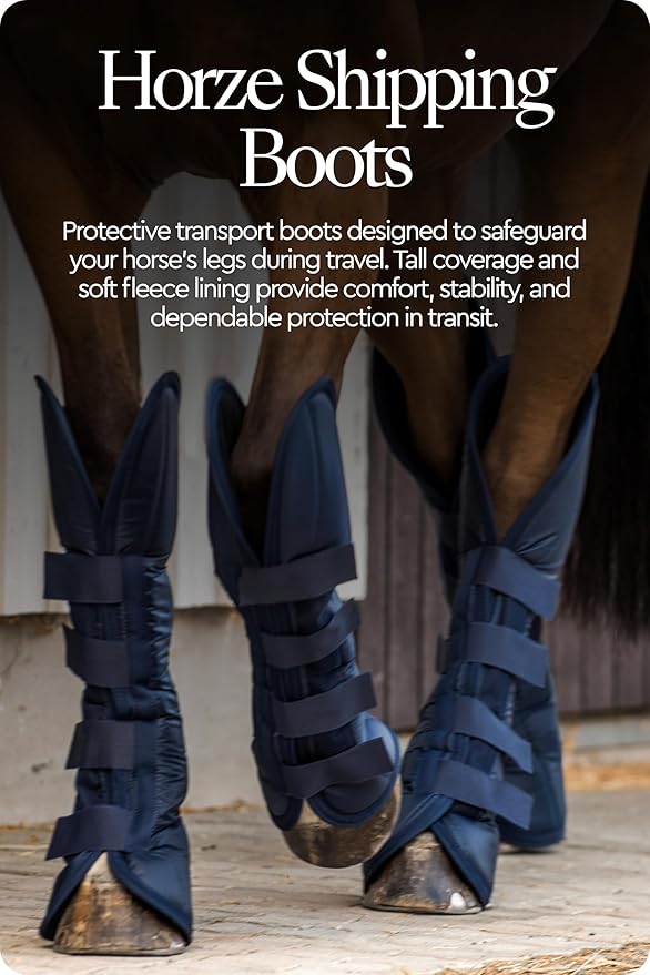 HORZE Horse Shipping Boots Set of 4 - Peacoat Dark Blue - Cob