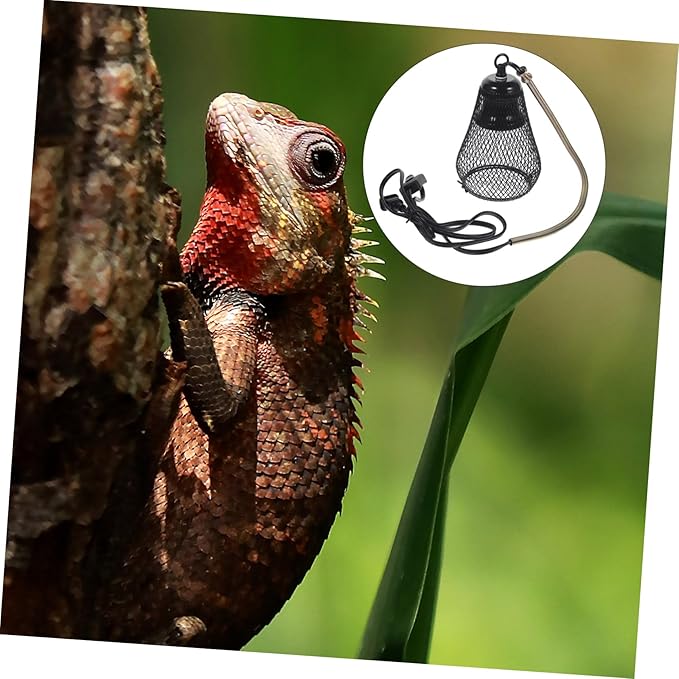 UPKOCH Reptile Heating Lamp Shade Scald Mesh Cover for Pets Durable and Odor Protects Lizards Snakes and Tortoises Easy Installation with Hook US Plug