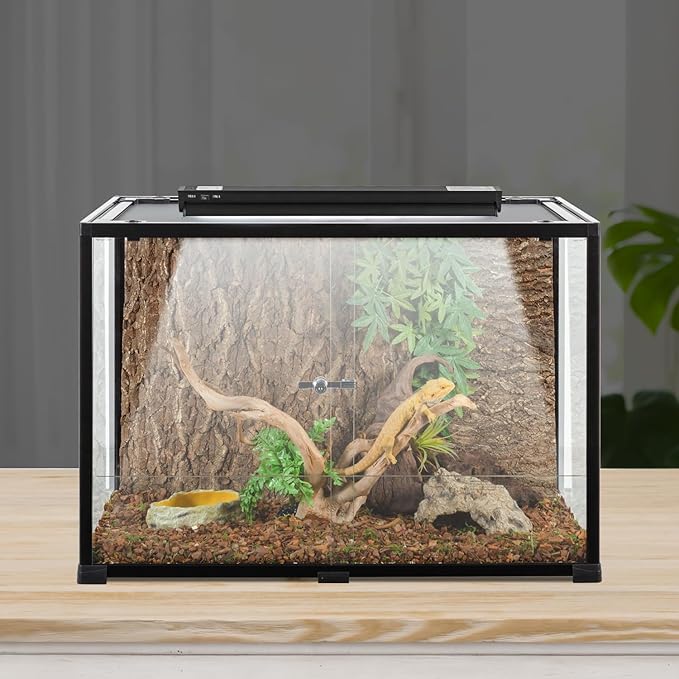 Switchable UVB Light for Reptiles, 24W T5 UVB Light Combo Kit for Tropical 5.0 & Desert 10.0, 22.6" Terrarium Hood Lamp Fixture with UVB 10.0 Bulb for Bearded Dragon Gecko Snake Lizard Turtle