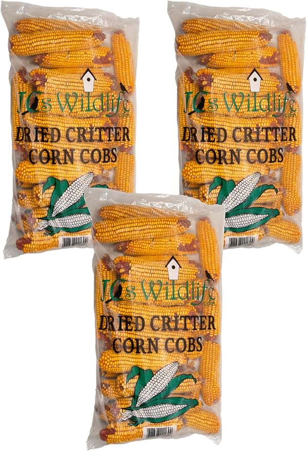 JCs Wildlife Dried Corn on the Cob for Wildlife, Natural Feed for Squirrels, Deer, Raccoons, Rabbits, Ducks, Geese & Backyard Critters, Breathable Packaging, 14 lb Bags (3 Packs)
