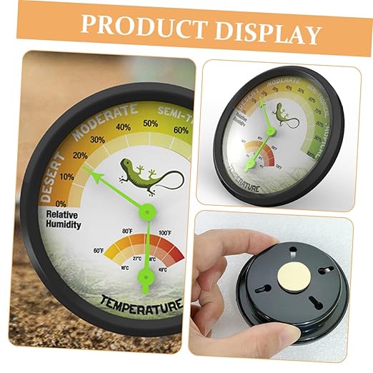 Beaupretty High-Precision Mechanical Reptile Hygrometer Thermometer for Bearded Dragon Tank Dual Temperature and Humidity Gauge with Large Clear Dial Safe Wear-Resistant Material for Aquarium