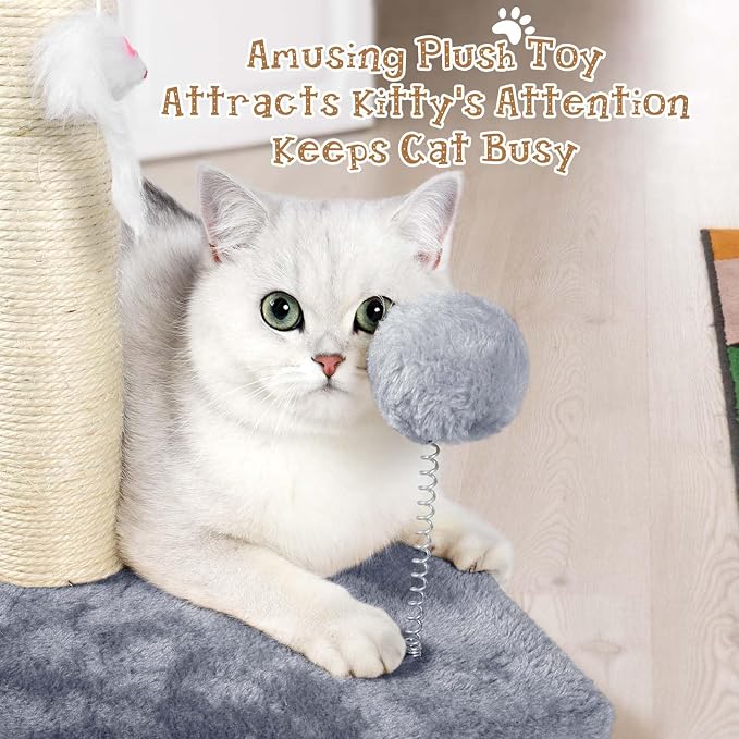 ANWA 32" Tall Sisal Cat Scratching Posts Tree for Indoor Cats Adults, Gray - Image 3
