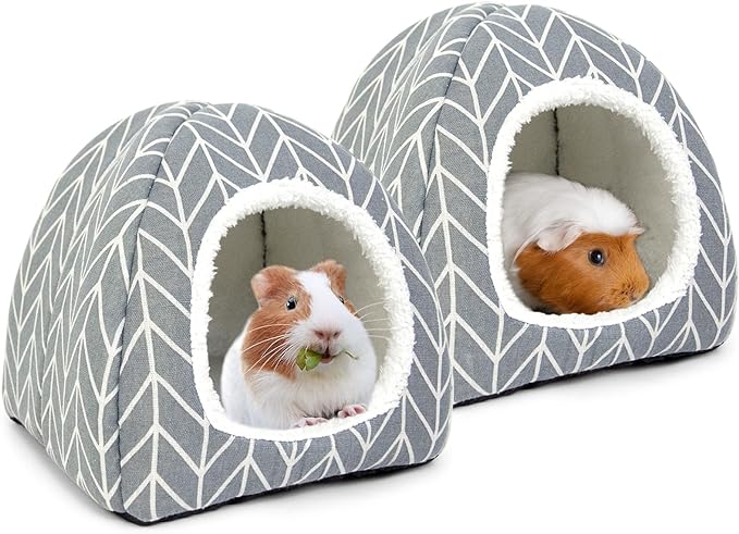 2 Pack Guinea Pig Hideout Bed Dwarf Rabbit House Cave Accessories Cozy Hide-Out for Little Bunny Hedgehog Ferret Chinchilla&Other Small Animals
