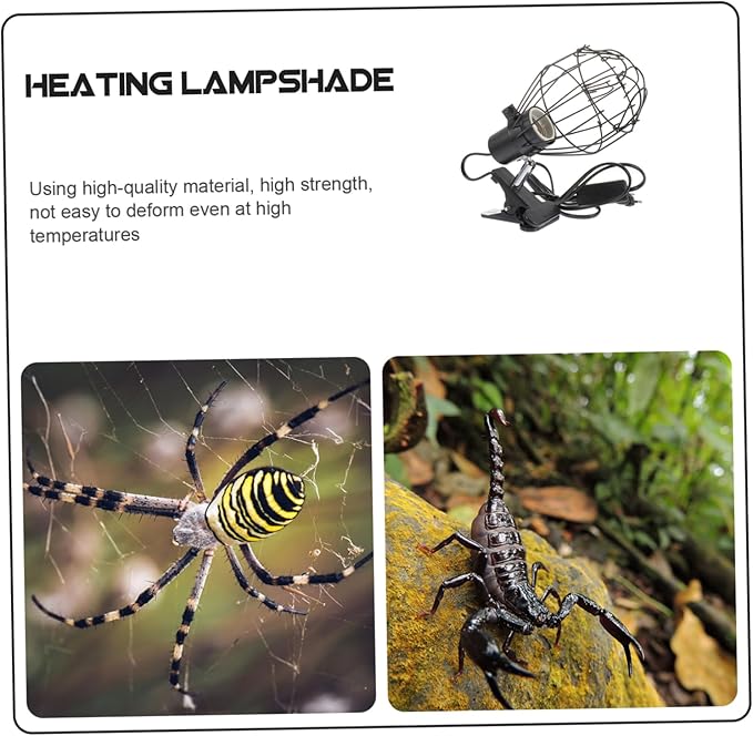 BESTonZON 1Pc Reptile Basking Light Lampshade Scald Heating Cover Durable Fixture for Reptiles Compatible with US Plugs Efficient Heat Dissipation