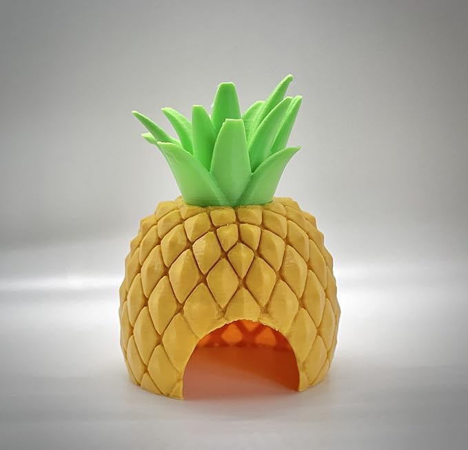 Pineapple Pet Hide - Great for Geckos, Hamsters, Frogs, Mice, Fish Tanks and Other Small Pets! Shedding Hideout Hut