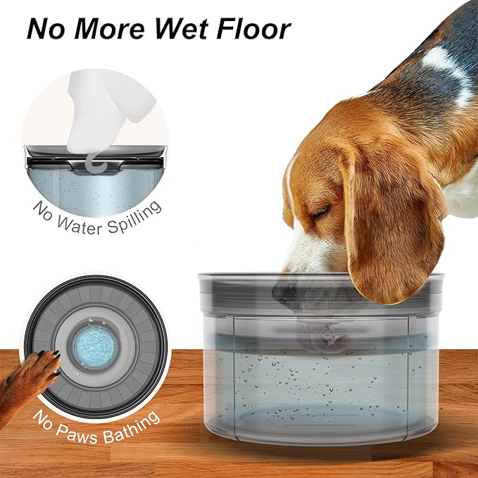 Techphardo 1Gallon No Spill Dog Water Bowl-3.8L Large Capacity, BPA-Free, Anti-Splash & Anti-Digging Design with Non-Slip Base for Messy Drinkers