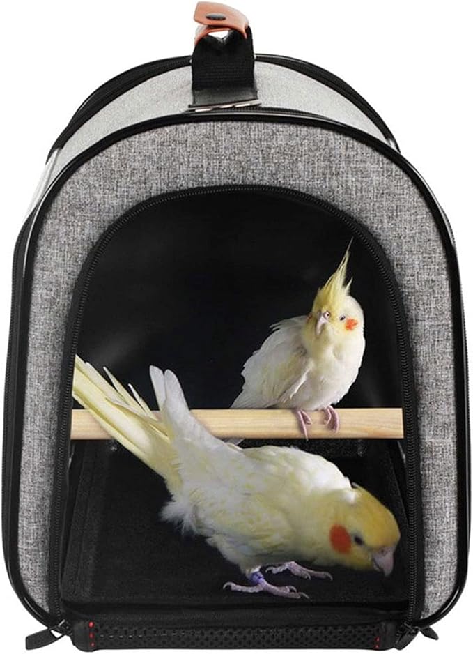 Liudan Bird Cage Bird Bird Travel Carrier Transparent Parrot Bird Cause Backpack Handles with Double Zipper Design Bird Transport Box Cage