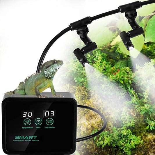 Reptile Humidifier, Intelligent Misting System with Timer, 360 Reptile Fogger for Chameleon, Lizard, Snake, Turtle, Frog, Amphibian, Rainforest Plants