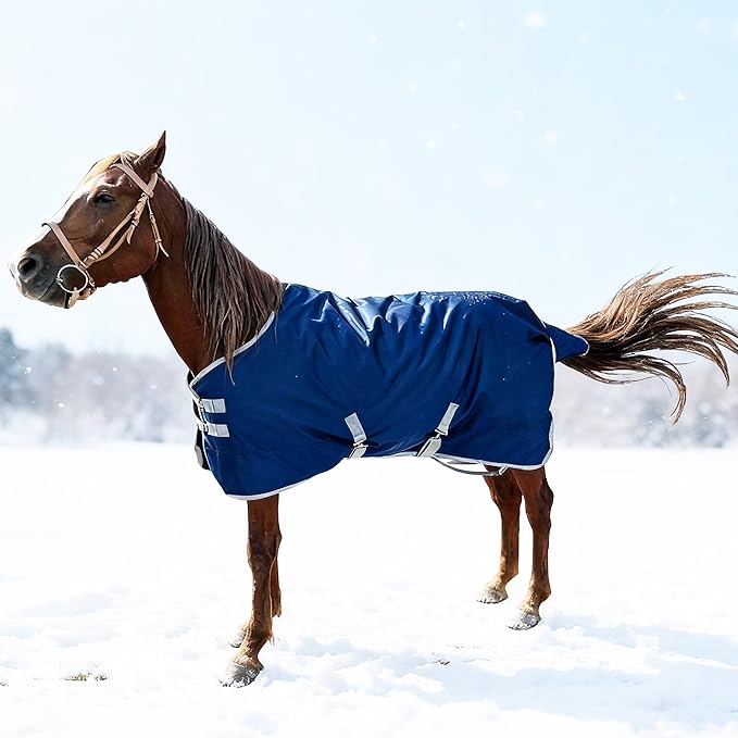 1200D Horse Blanket Winter Water Resistant,220g Polyester Fiber Filling Liner 1200D Premium Turnout Horse Blanket,Medium Weight Blanket 72 inches,135cm