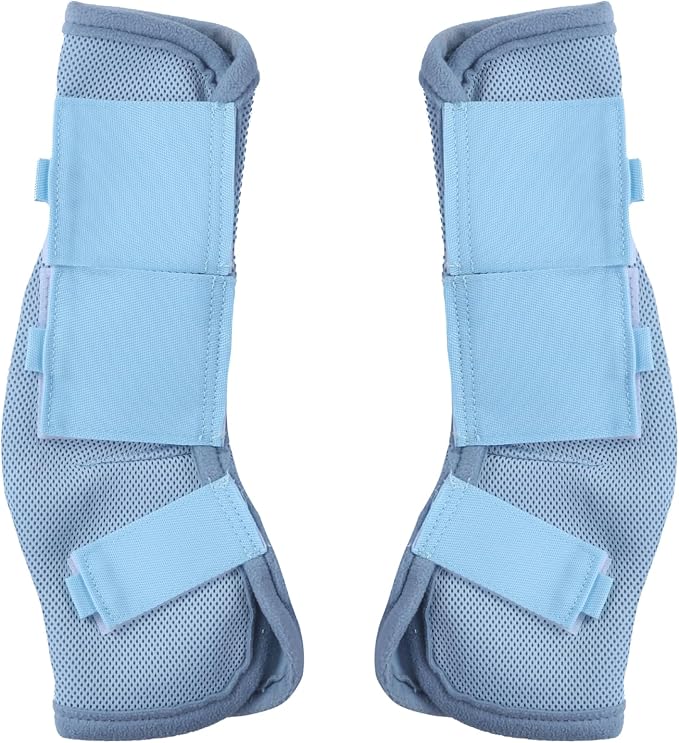 Horse Fly Boots Set of 4, Breathable Comfy Mesh Fly Boots for Horses, Non-Slip Horse Fly Leggings No More Stomping & Horsefly Nuisance Lightblue Pony