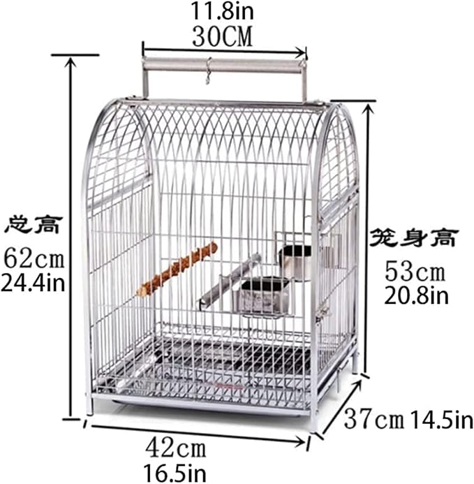 Portable Bird Cage 304 Stainless Steel Bird Carriers with Handle for Home Flying Bird Cage Parrot Breeding Ornamental Birdcage