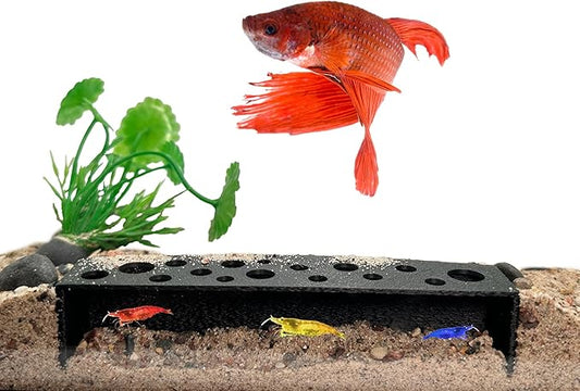 Slim Shrimp Breeding Protector | Shrimp Breeding Cave Aquarium Tunnel | CTWPets (Black)