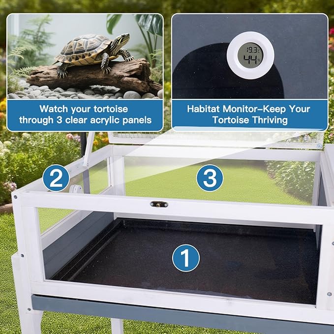 FunXplore Tortoise Habitat Enclosure House Turtle Cage Indoor Reptile for Small Animals Lizards
