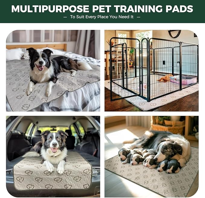 FXW Washable Pee Pads for Dogs, Leak-Proof & Non-Slip, Specifically Designed for Potty Training, 30" x 75" Rectangle, Khaki, 1 Pack