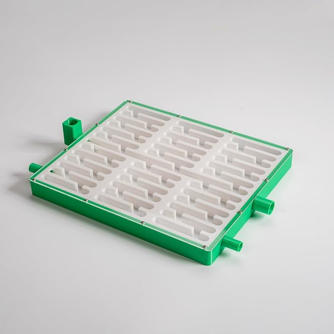 Educational Ant Farm Observation Nest, White and Green, Large Flat Terrarium with 4 Extension Ports, 2 Feeding Areas