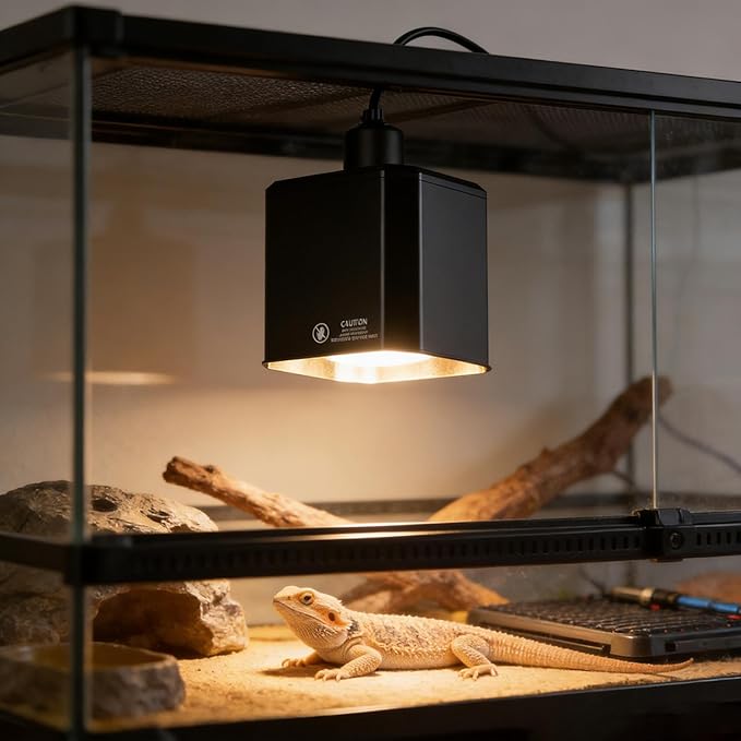 Heat Lamp Cover - Reptile Warm Lighting Shade, Terrarium Heat Lampshade for Turtle Gecko Tortoise Bearded Dragon Habitat Terrarium Enclosure Aquarium Durable Protective Cover for Reptile Heating