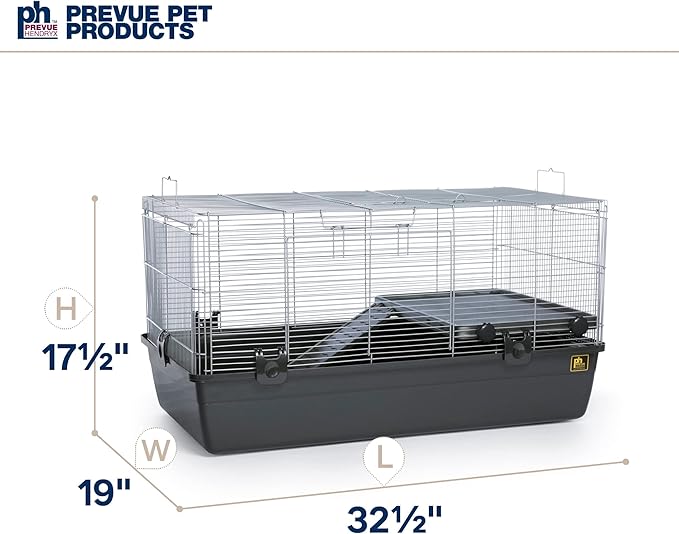Prevue Pet Products Universal Small Animal Home - Small Animal Cage for Hamsters, Guinea Pigs, Ferrets, Dwarf Rabbits, Rats, Chinchillas, Hedgehogs, Indoor Use, Tight Wire Spacing - Gray
