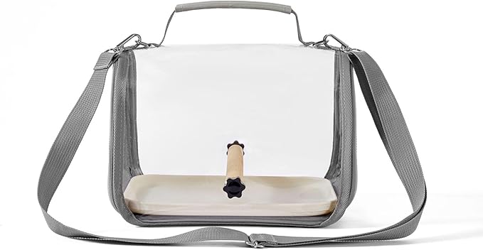 Small Bird Travel Carrier Bag with Stand Perch, Breathable Visible Pet Cage, Bird Outdoor Bag to Carry Parakeet Budgies Parrot Cockatiel Conures (Large)