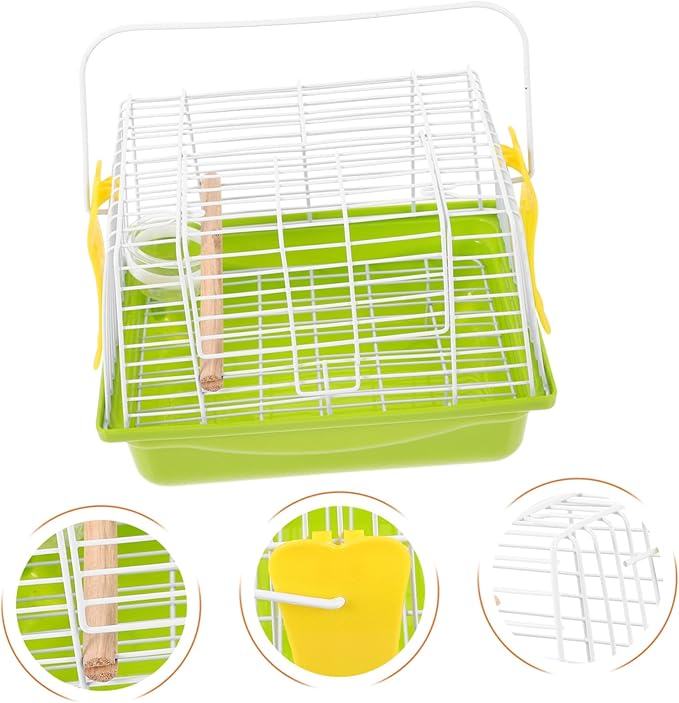 Happyyami Portable Wire Bird Carrier Cage with Handle for Parrots and Small Birds Metal Travel Cage with Ventilation for Outdoor Trips Comfortable and Safe