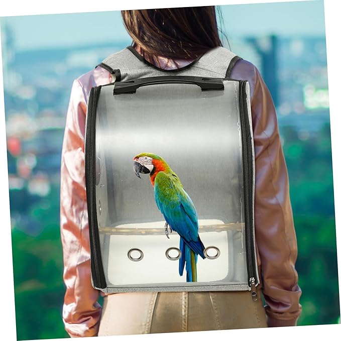 SUPVOX Parrot Carrier Backpack with Bird Perch Breathable Outdoor Bird Straps Transparent Window Design for Hiking Shopping and Travel