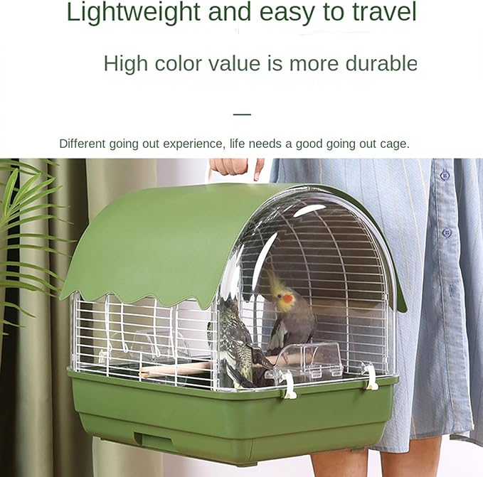 Small Bird Cage, Transparent Bird Travel Carrier, 35x25cm Full View Cockatiel Cage for Birds, Pet Accessory, Travel Tool with Secure Design, Indoor Outdoor Balcony Living Room Park Parakeet