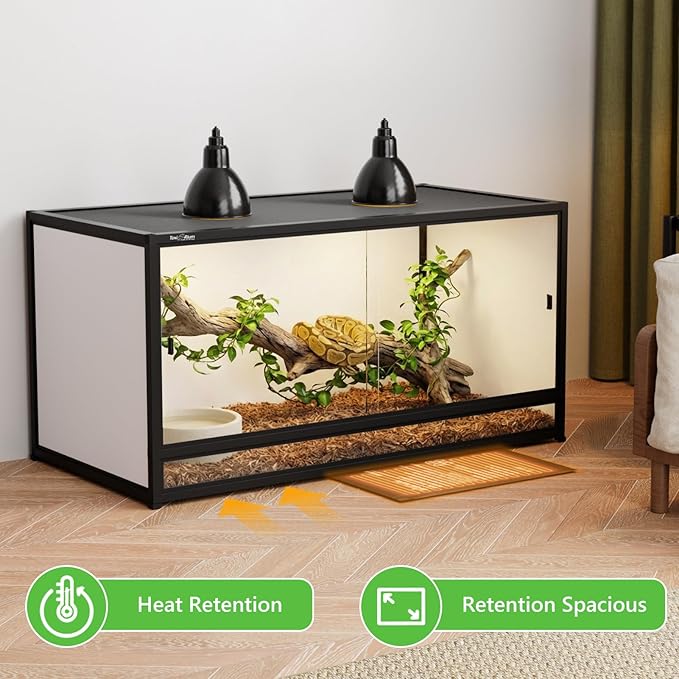 120 Gallon PVC Reptile Enclosure 48"x24"x24" – Large Reptile Tank with Front Sliding Glass Doors & Lock, for Bearded Dragon, Ball Python, Snake