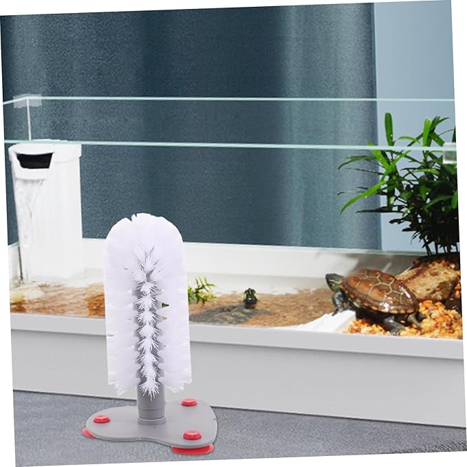 Abaodam Turtle Shell Cleaning Brush with Strong Suction Cup ?€? Soft Bristles Turtle Back Scratcher for Aquatic Tortoise Tank ?€? 1-Piece Exfoliating Brush for Reptile Care