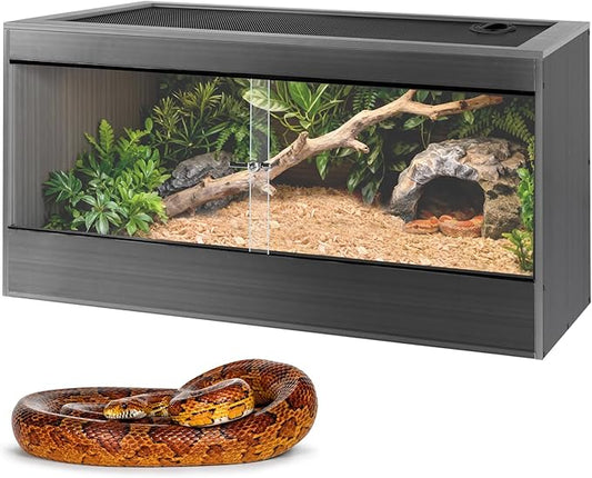 50 Gallon Reptile Enclosure, 36x18x18 Composite Wood & Plastic Eco Reptile Tank Terrarium, 36" Wide Lightweight Reptile Habitat Lounge for Ball Python Bearded Dragon Gecko Turtle