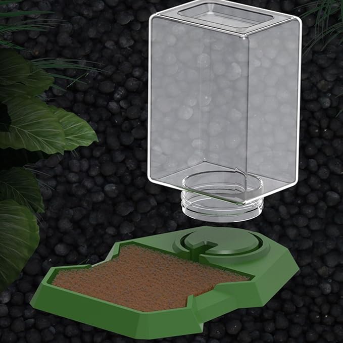 Reptiles Water Bowl with Clear Bottle Automatic Water Dispenser Drowning for Lizards Turtles Bearded Dragons Reptiles Water Feeder
