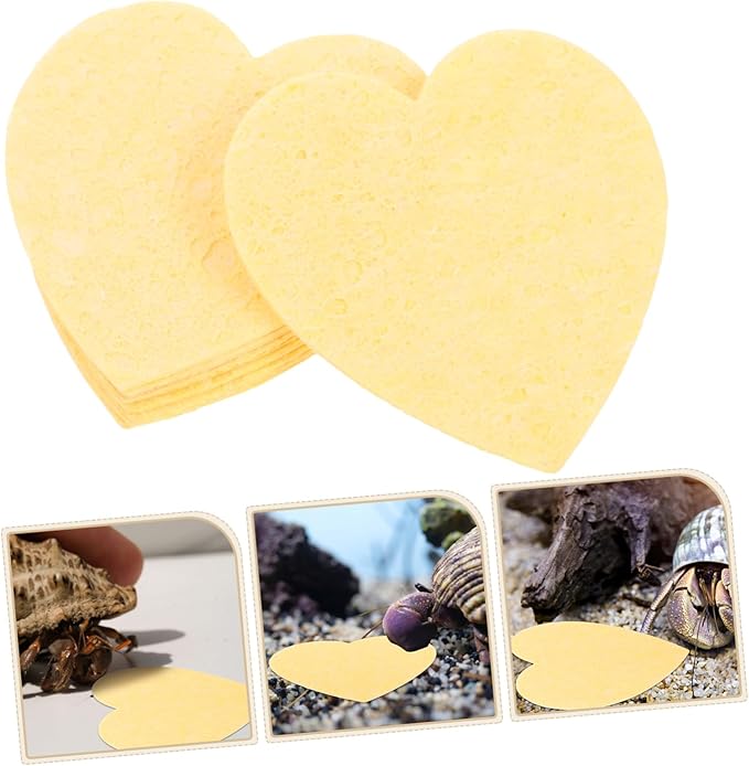 YARNOW 10pcs Unbleached Heart Shape Crab Sponges Safe Drinking Humidity Maintenance for Reptile Tanks Versatile Terrarium Accessories for Crabs and Pets